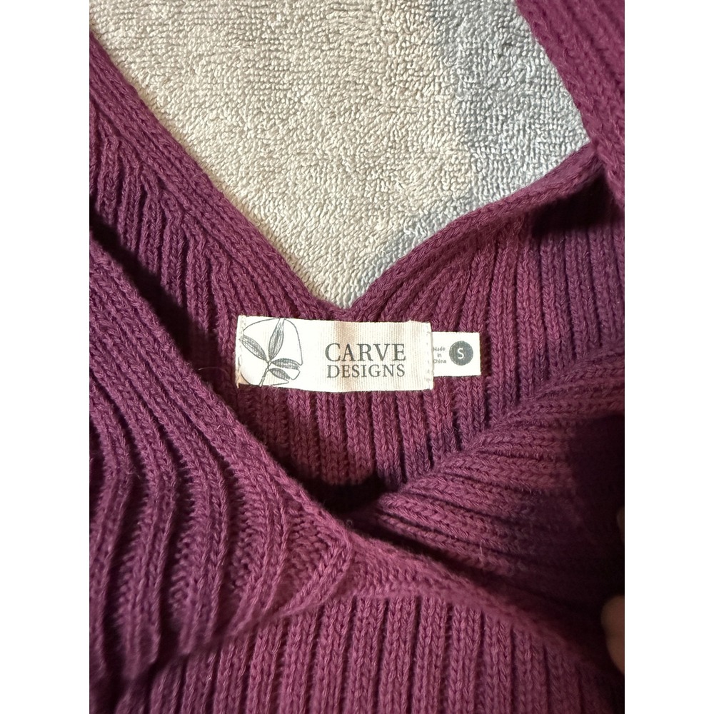 NEW Carve Design Size Small Micah Deep Dark Purple Tank Knit Sleeveless V-Neck - Picture 2 of 6